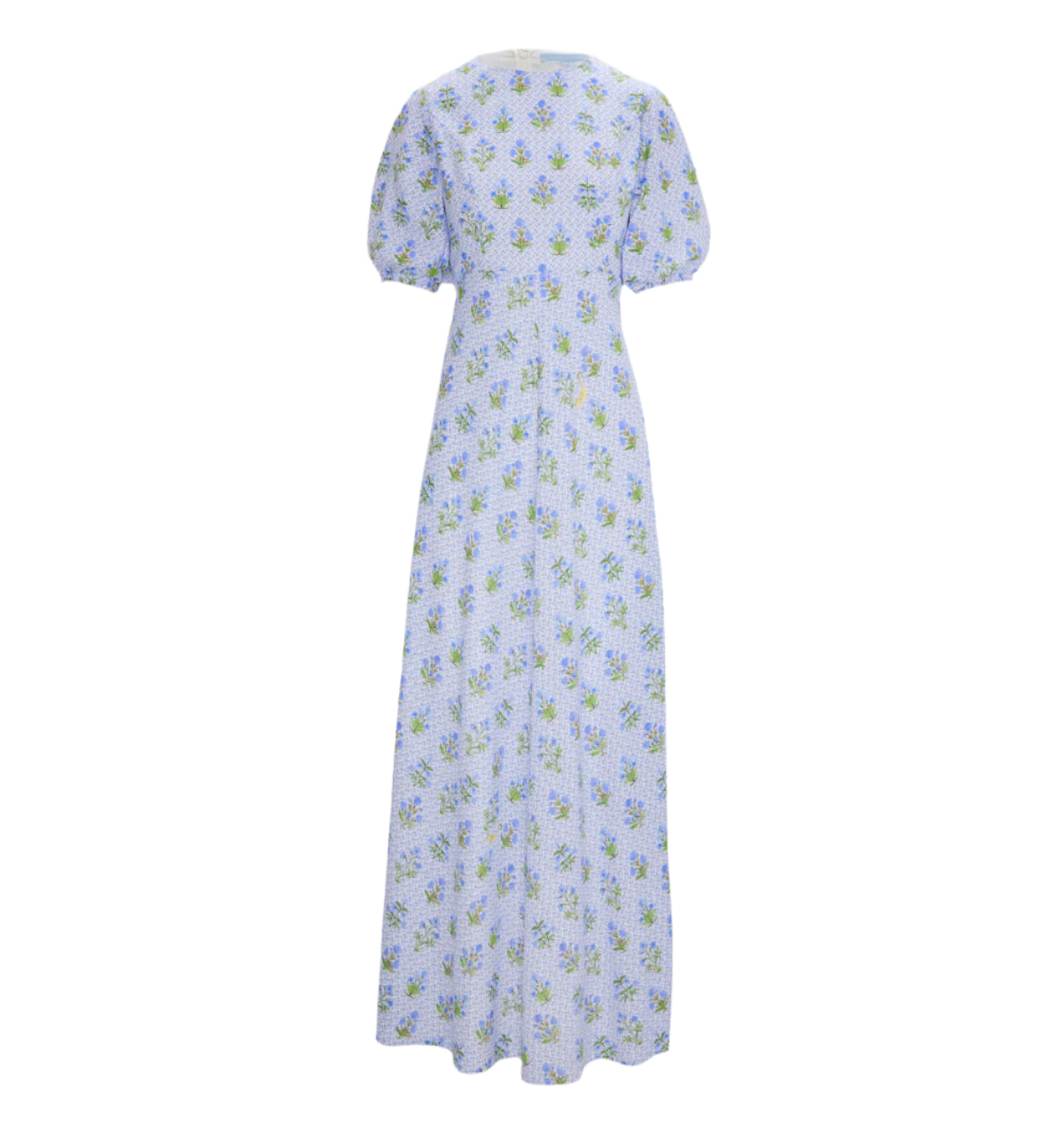 The Short Sleeve Nadia Dress in Blue Block Print