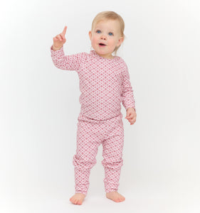 The Baby PJ Set in Rose Circular Lattice