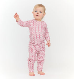 The Baby PJ Set in Rose Circular Lattice