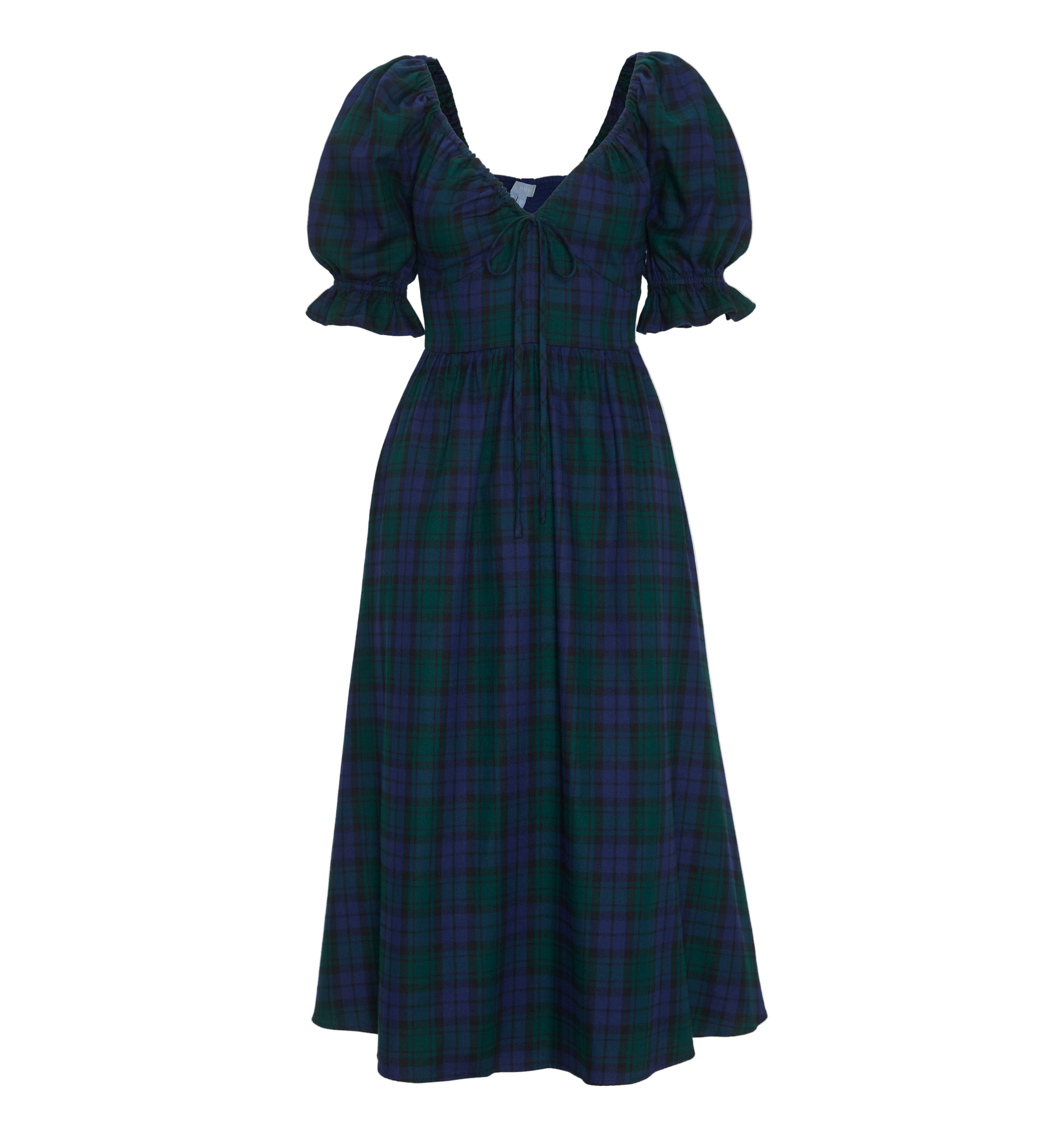 The Ophelia Dress in Blackwatch Tartan