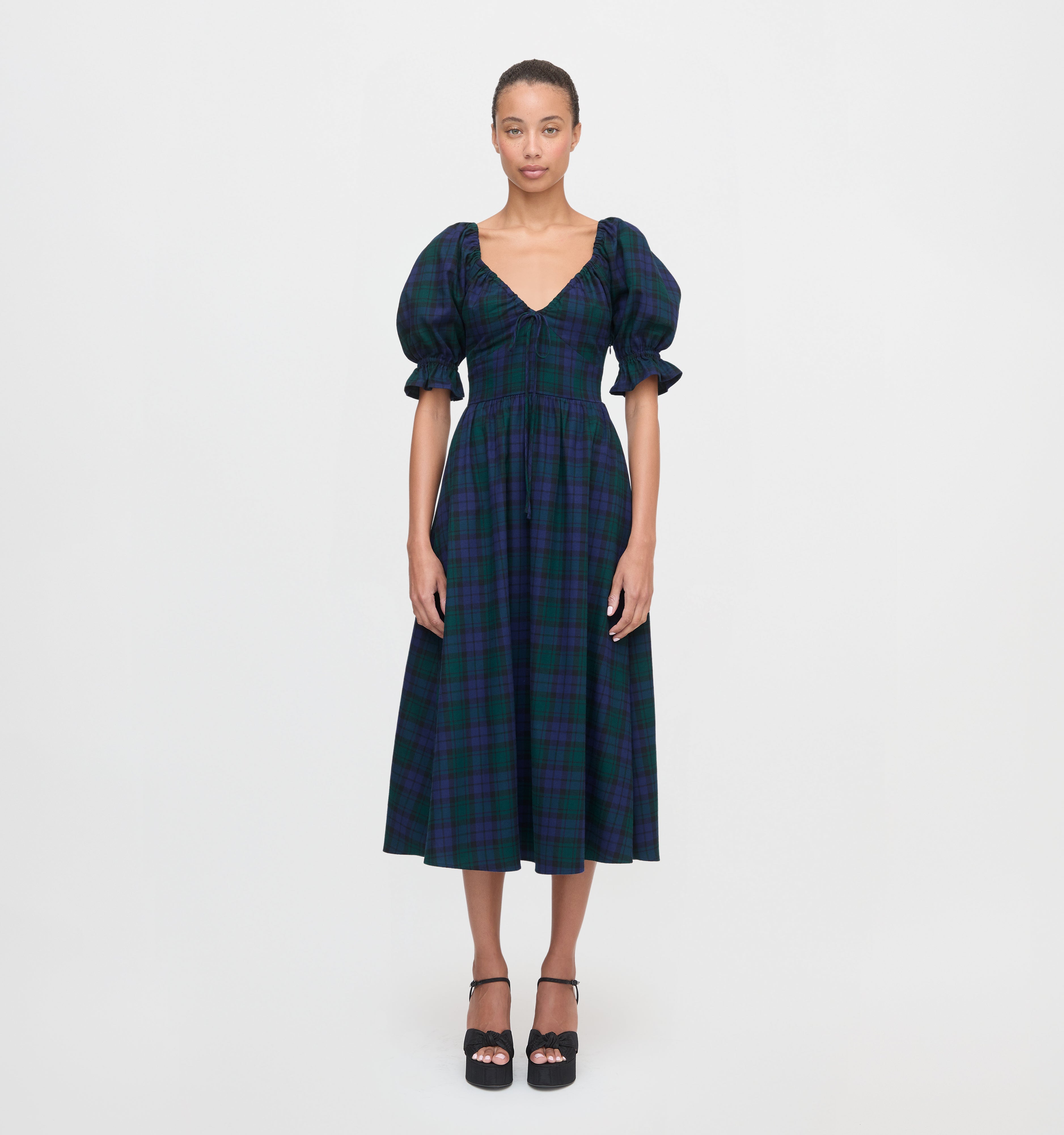 The Ophelia Dress in Blackwatch Tartan