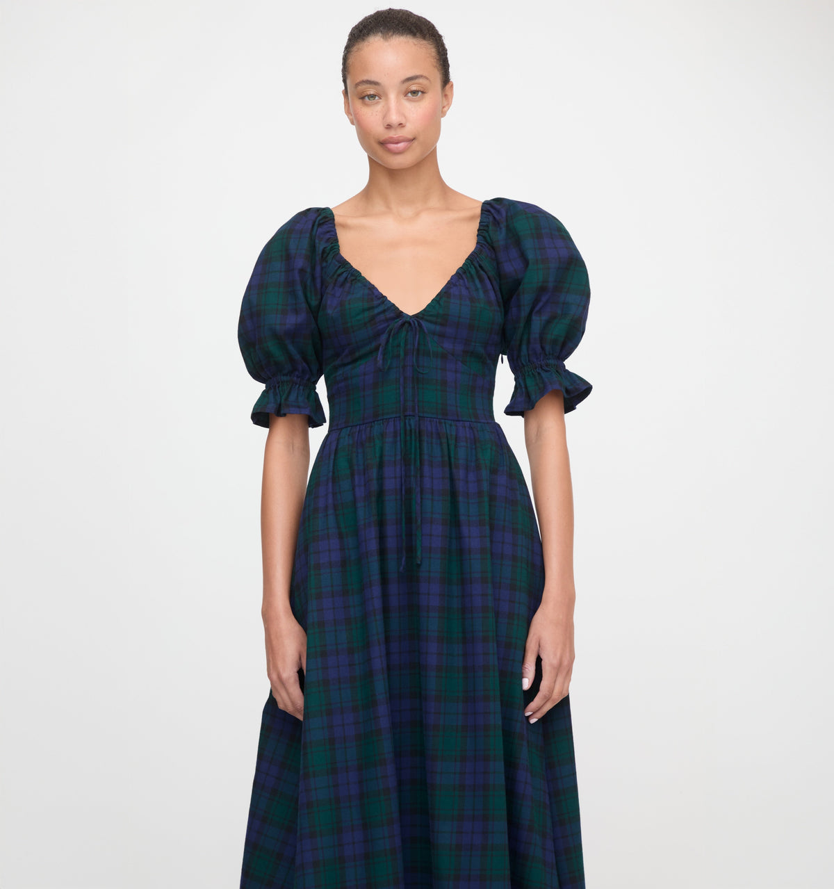 The Ophelia Dress in Blackwatch Tartan