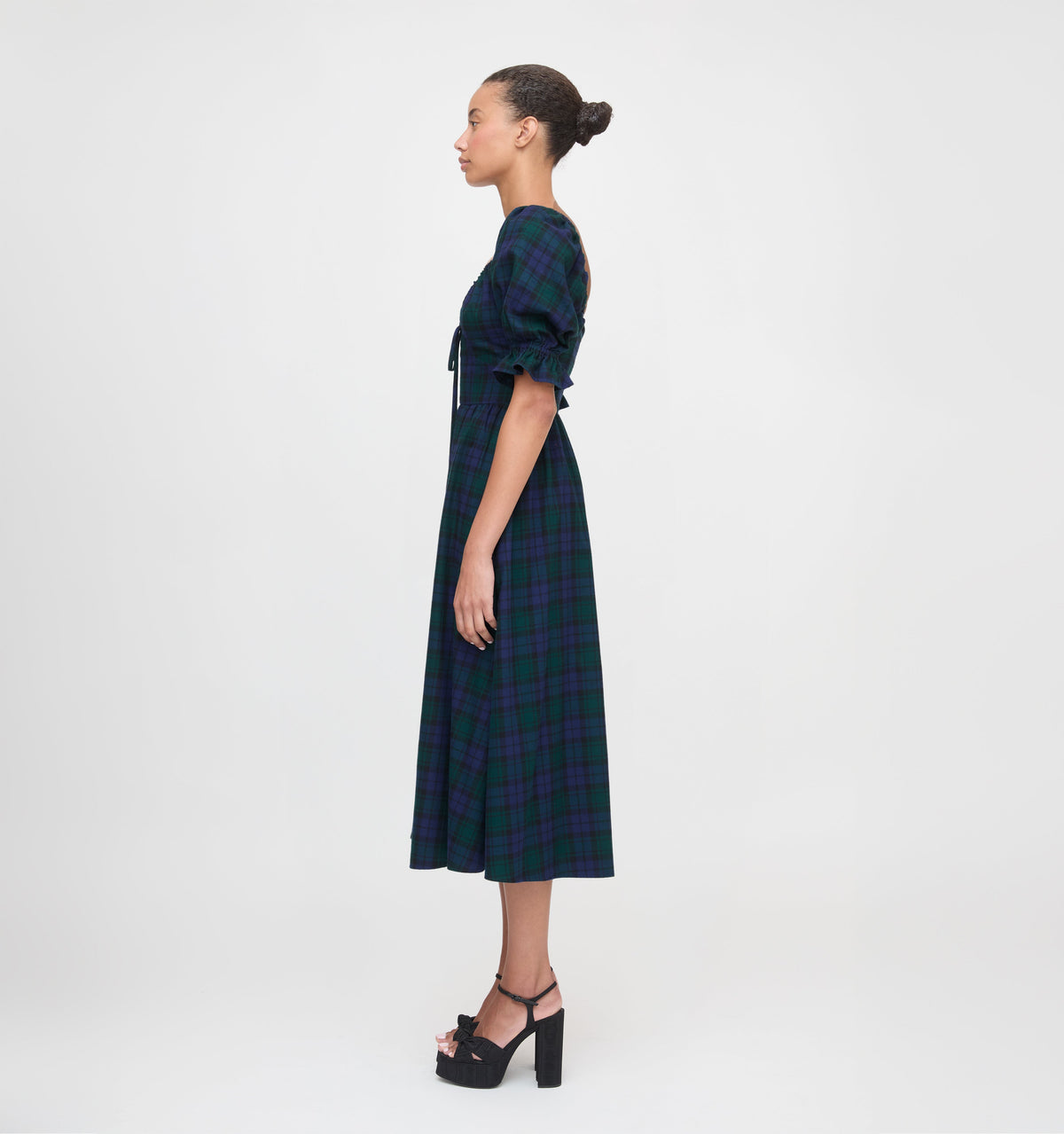 The Ophelia Dress in Blackwatch Tartan