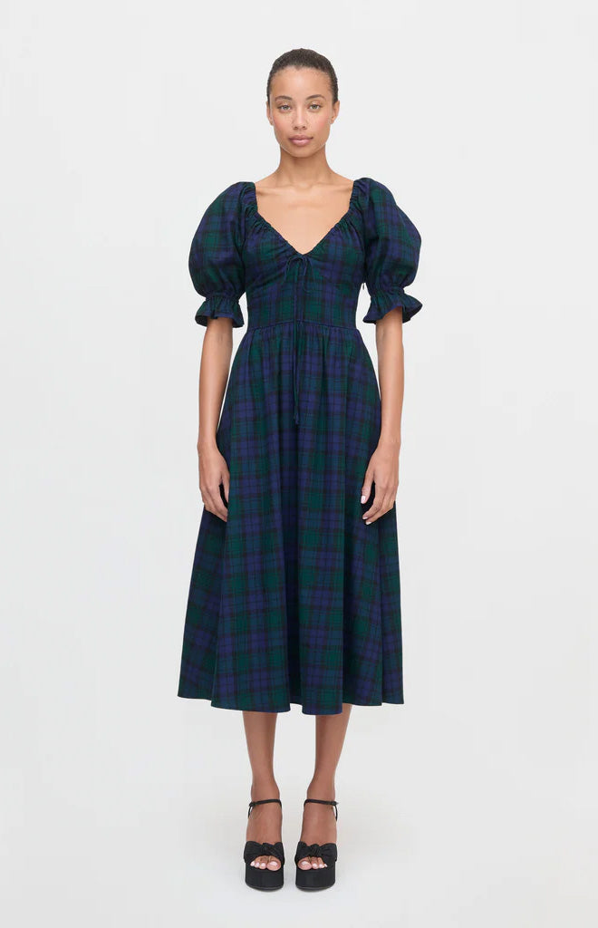 The Ophelia Dress in Blackwatch Tartan