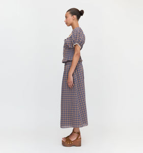 The Delphine Nap Skirt in Brown Spencer Plaid
