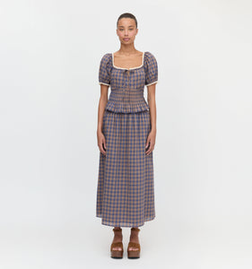 The Paulina Top in Brown Spencer Plaid