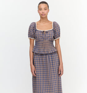 The Delphine Nap Skirt in Brown Spencer Plaid