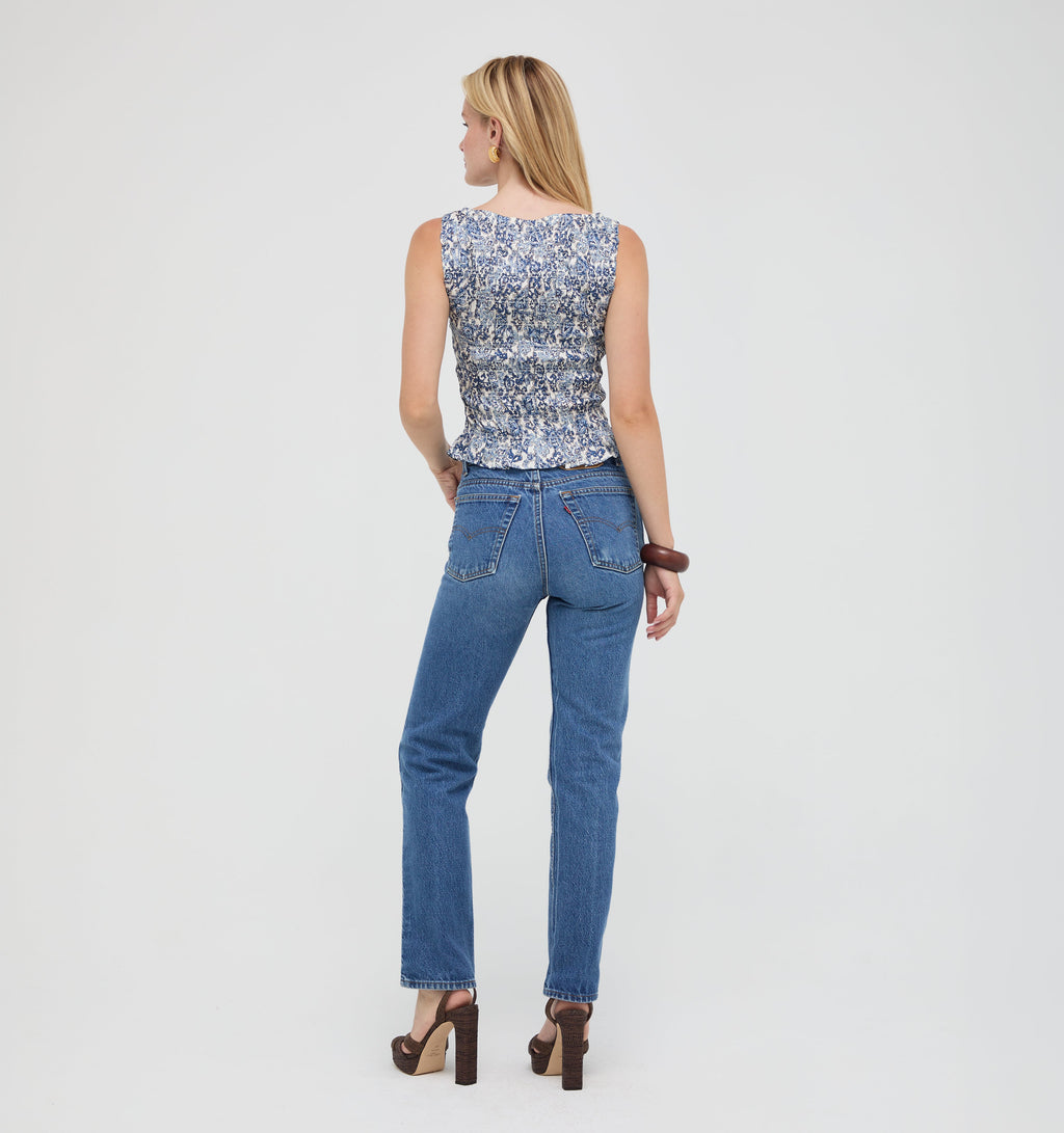 The Phoebe Nap Top in Chedworth Paisley Blue