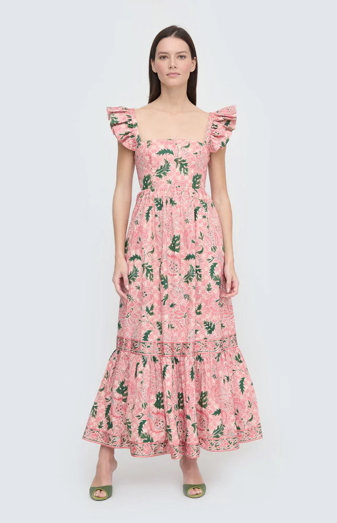 The Pippa Dress - Rose Calico Trellis
