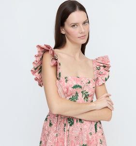 The Pippa Dress - Rose Calico Trellis