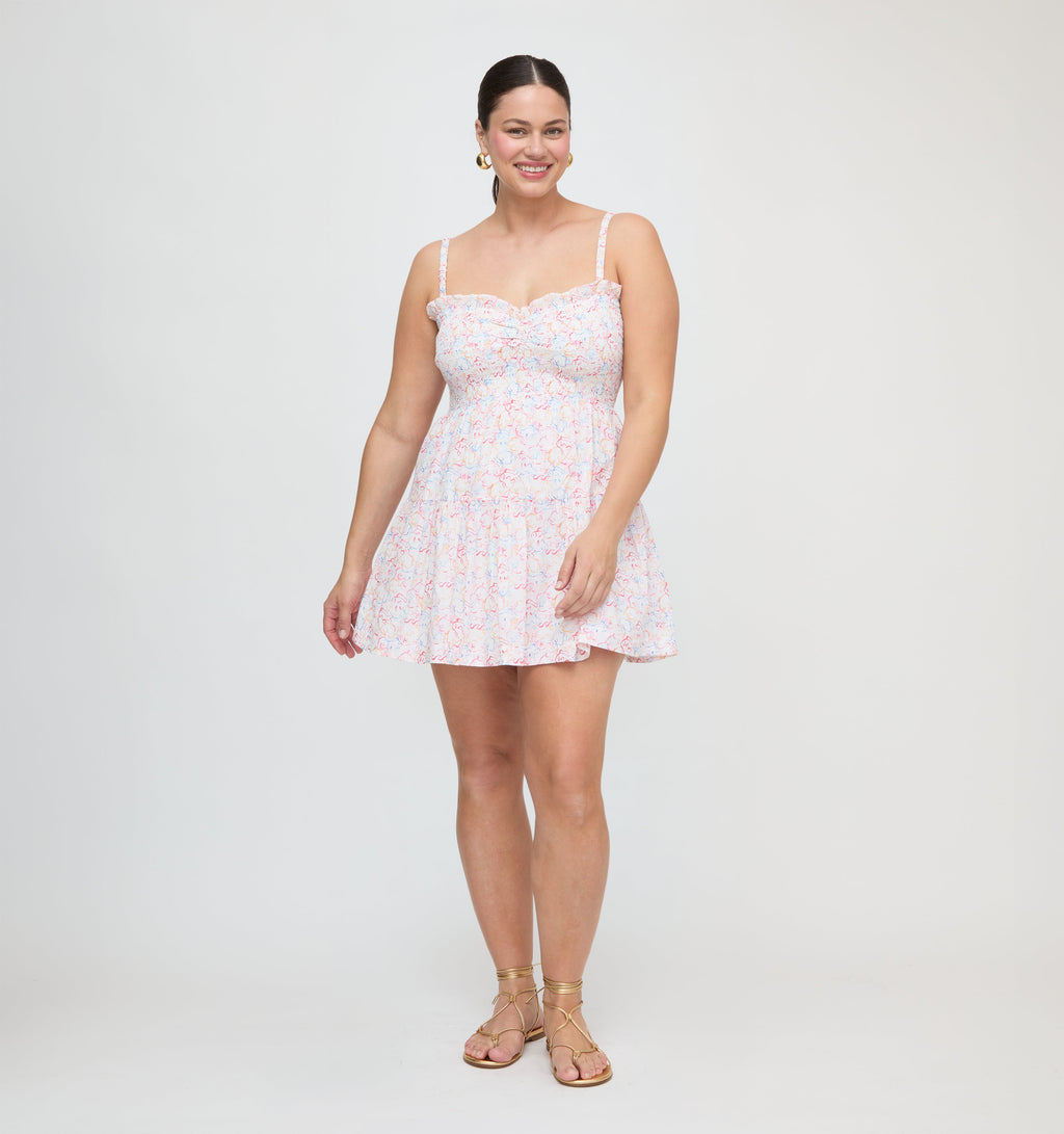 The Rebecca Mini Nap Dress in Camo Fish