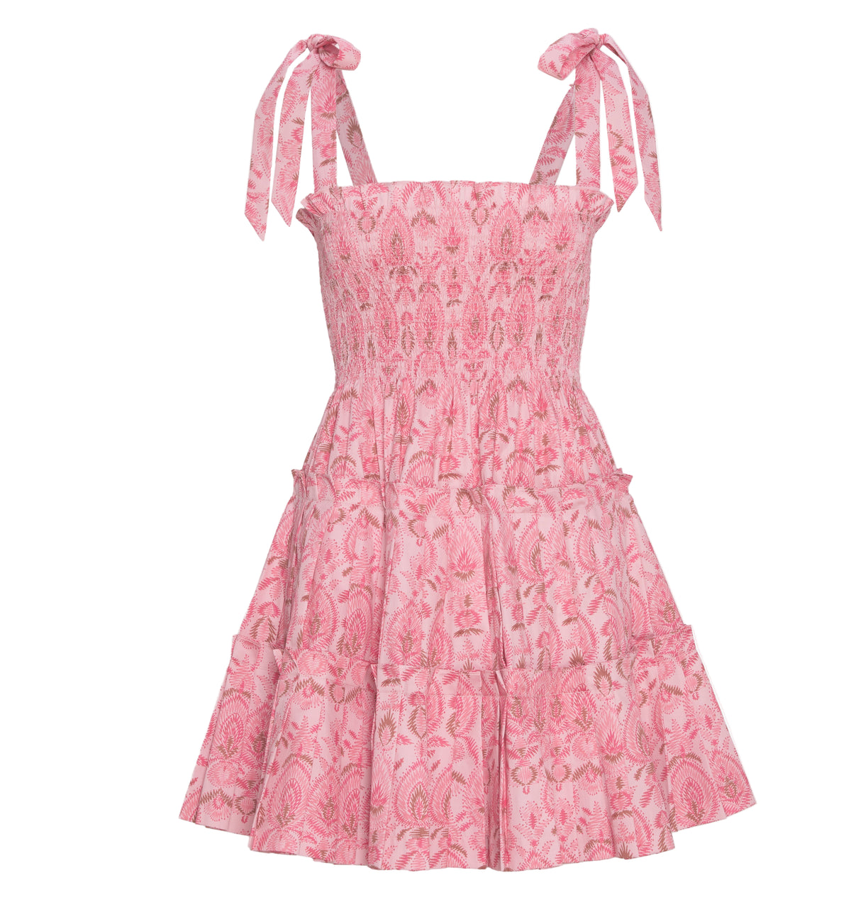 The Ribbon Charlotte Nap Dress in Pink Palm Ikat