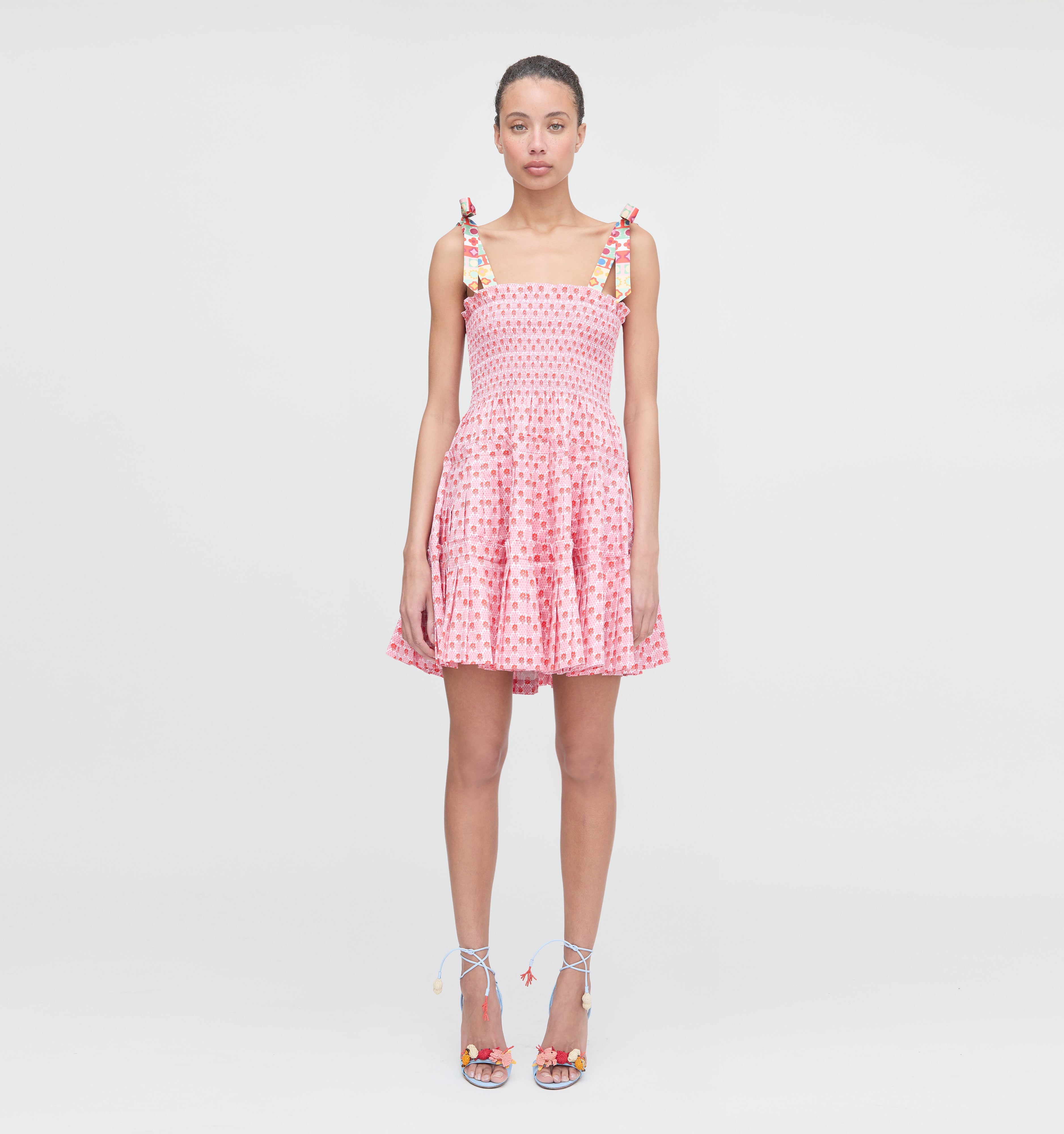 The Ribbon Charlotte Nap Dress in Pink Cala Check