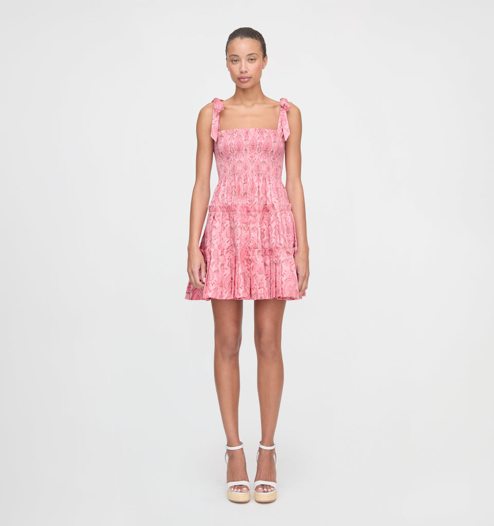 The Ribbon Charlotte Nap Dress in Pink Palm Ikat