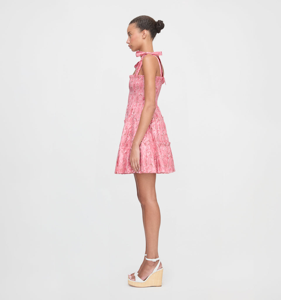 The Ribbon Charlotte Nap Dress in Pink Palm Ikat