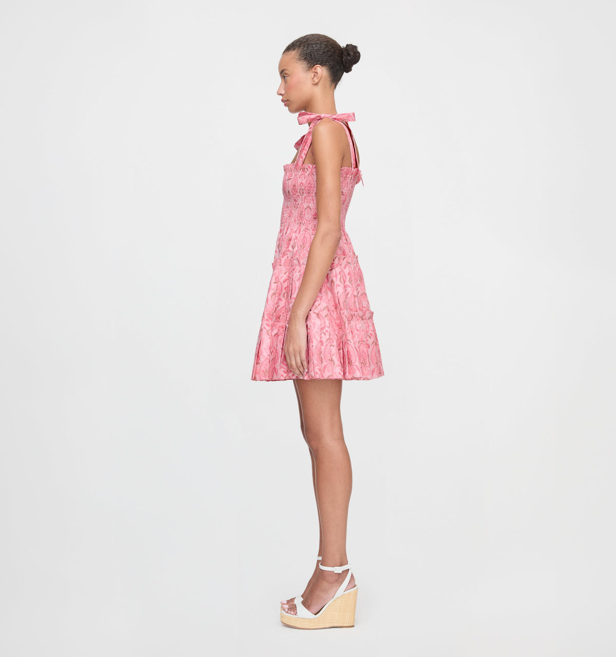 The Ribbon Charlotte Nap Dress in Pink Palm Ikat