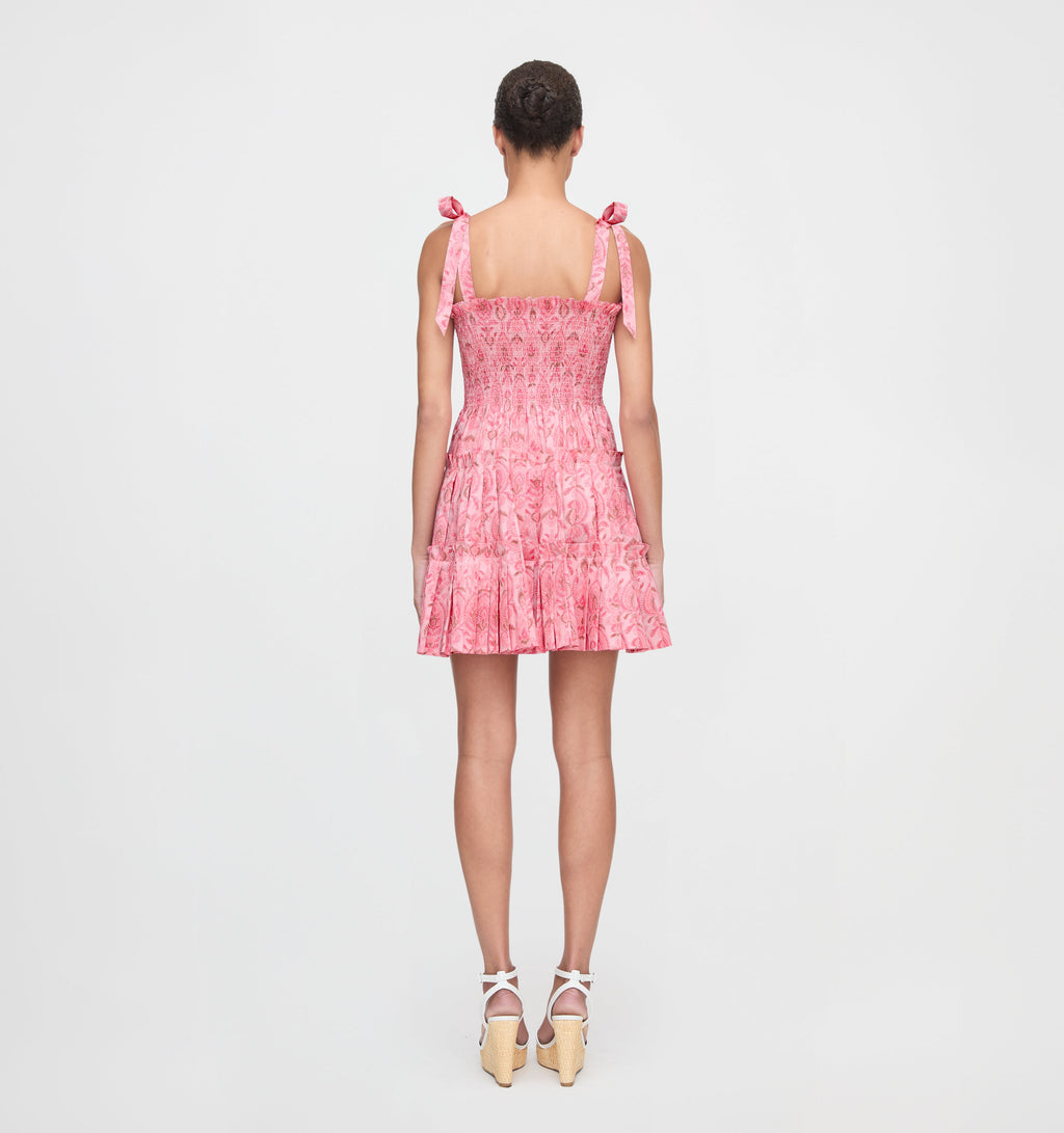 The Ribbon Charlotte Nap Dress in Pink Palm Ikat