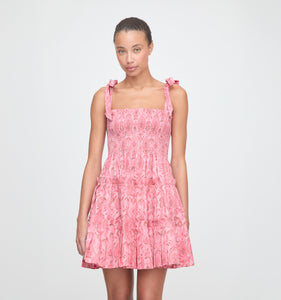 The Ribbon Charlotte Nap Dress in Pink Palm Ikat