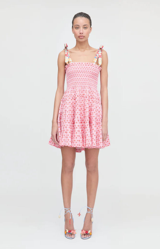 The Ribbon Charlotte Nap Dress in Pink Cala Check
