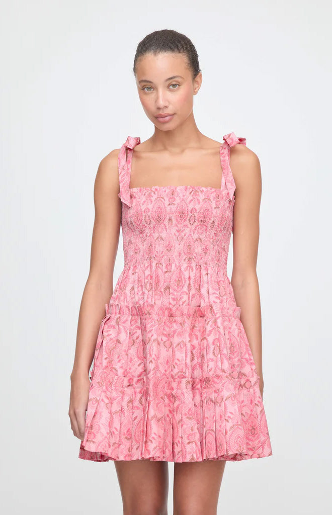 The Ribbon Charlotte Nap Dress in Pink Palm Ikat