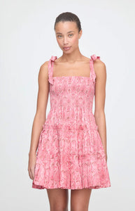 The Ribbon Charlotte Nap Dress in Pink Palm Ikat