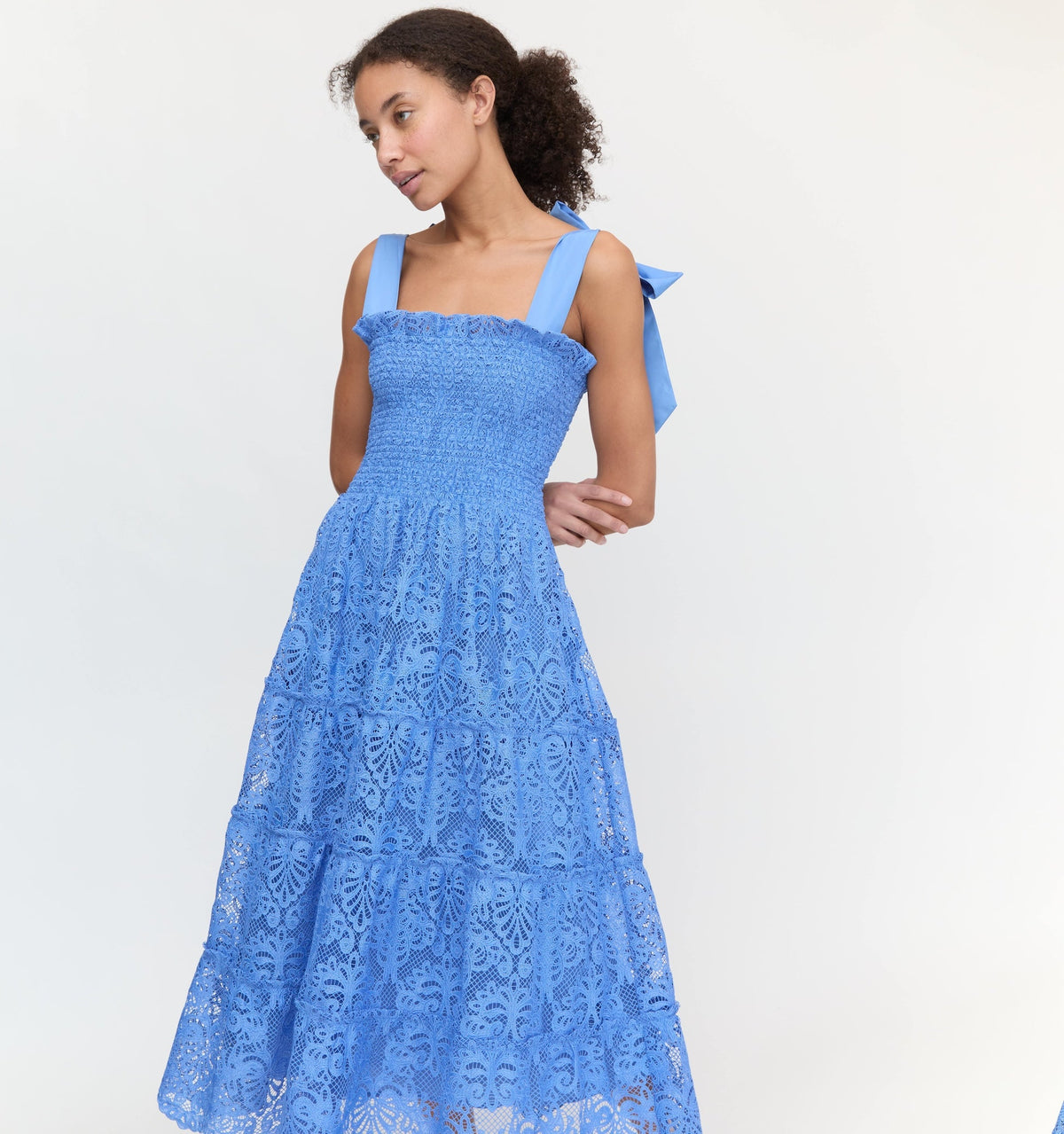 The Ribbon Ellie Nap Dress in Sky Blue Lace