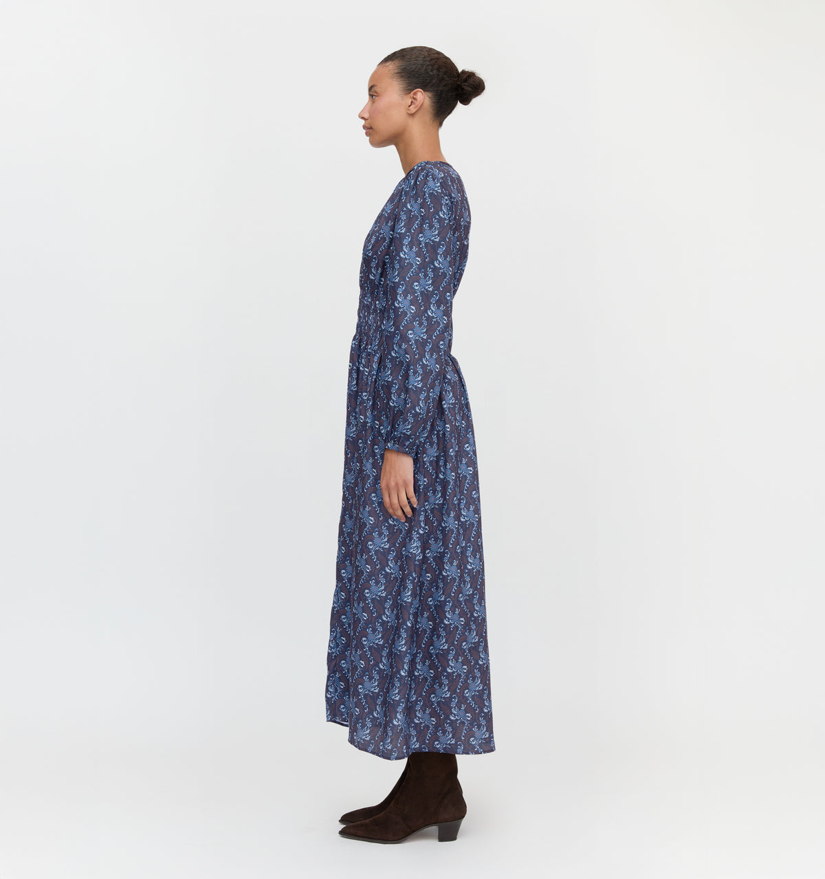 The Rosely Dress in Navy Cala Paisley
