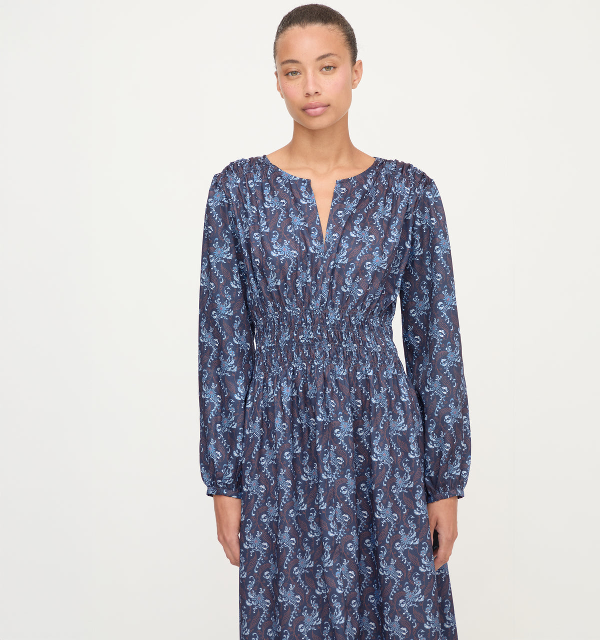 The Rosely Dress in Navy Cala Paisley