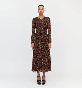 The Rosely Dress in Black Palampore Floral
