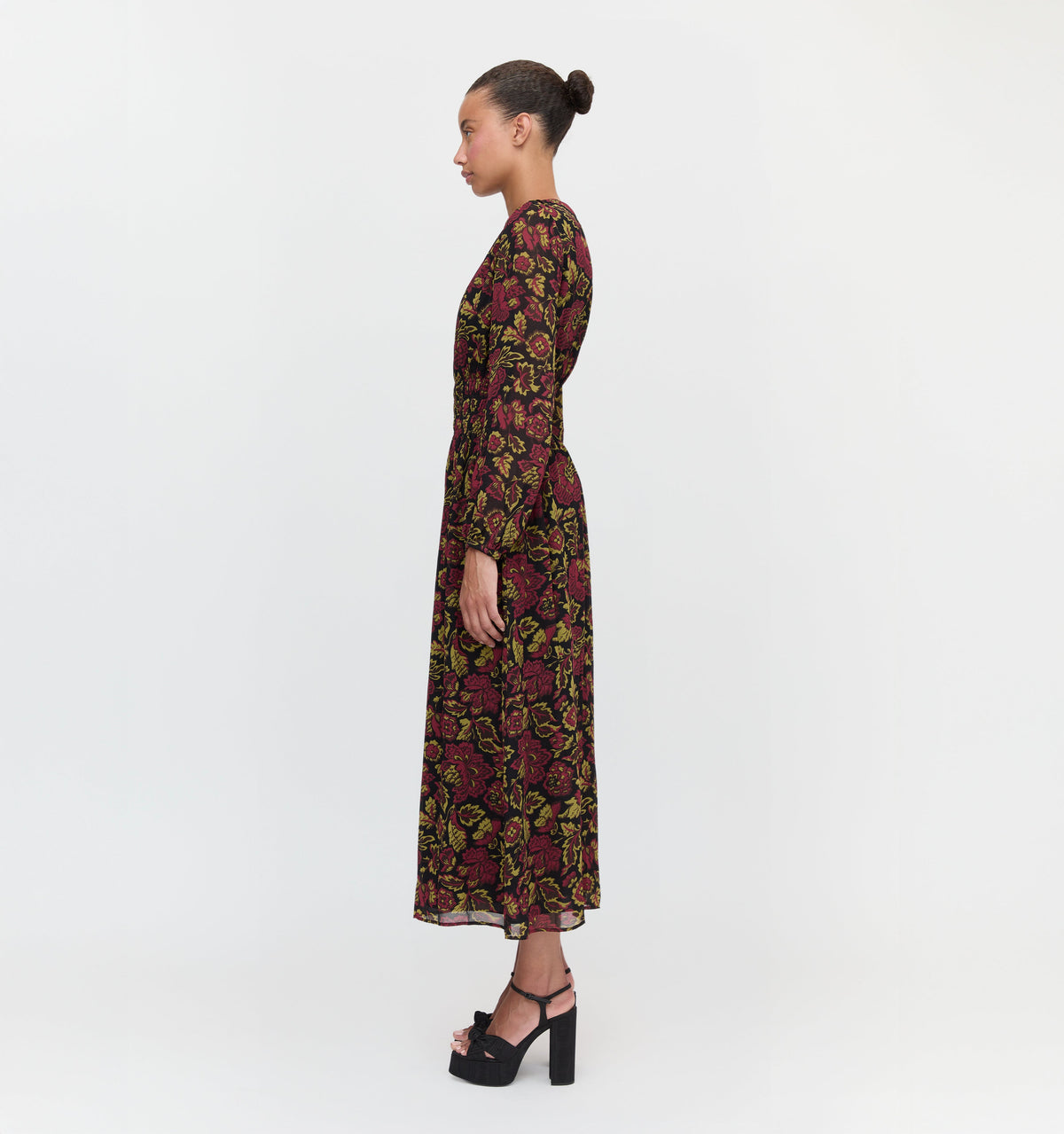 The Rosely Dress in Black Palampore Floral