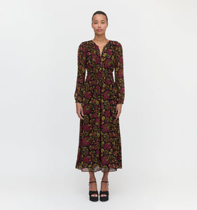 The Rosely Dress in Black Palampore Floral