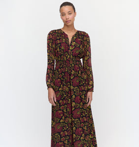 The Rosely Dress in Black Palampore Floral