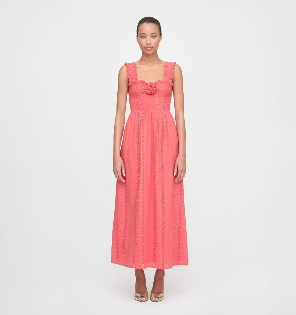 The Rosetta Nap Dress in Coral Voile Broderie