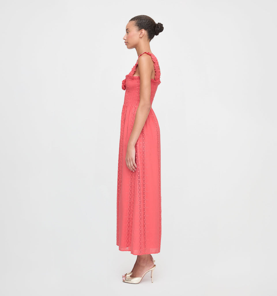 The Rosetta Nap Dress in Coral Voile Broderie