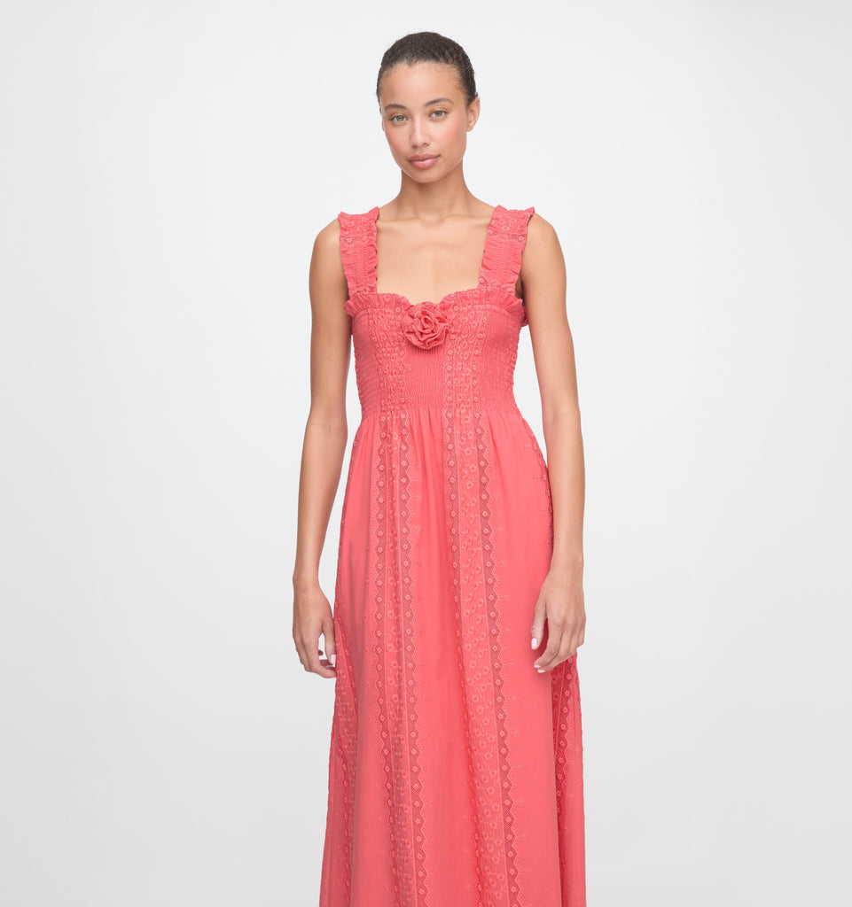 The Rosetta Nap Dress in Coral Voile Broderie