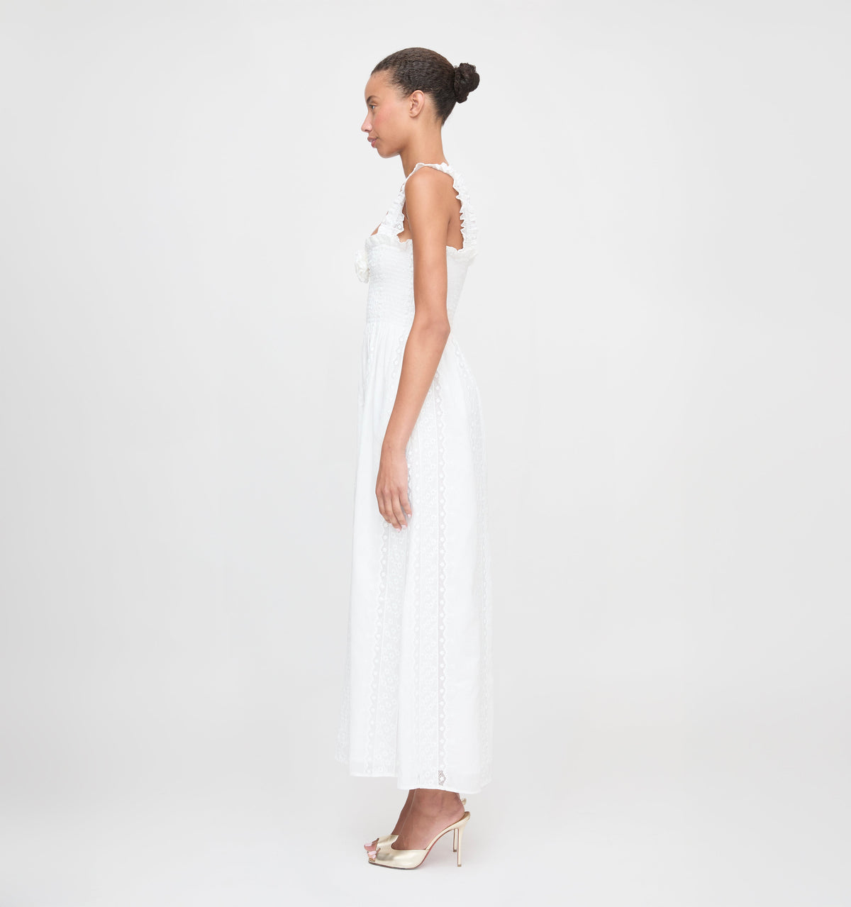 The Rosetta Nap Dress in White Broderie Voile