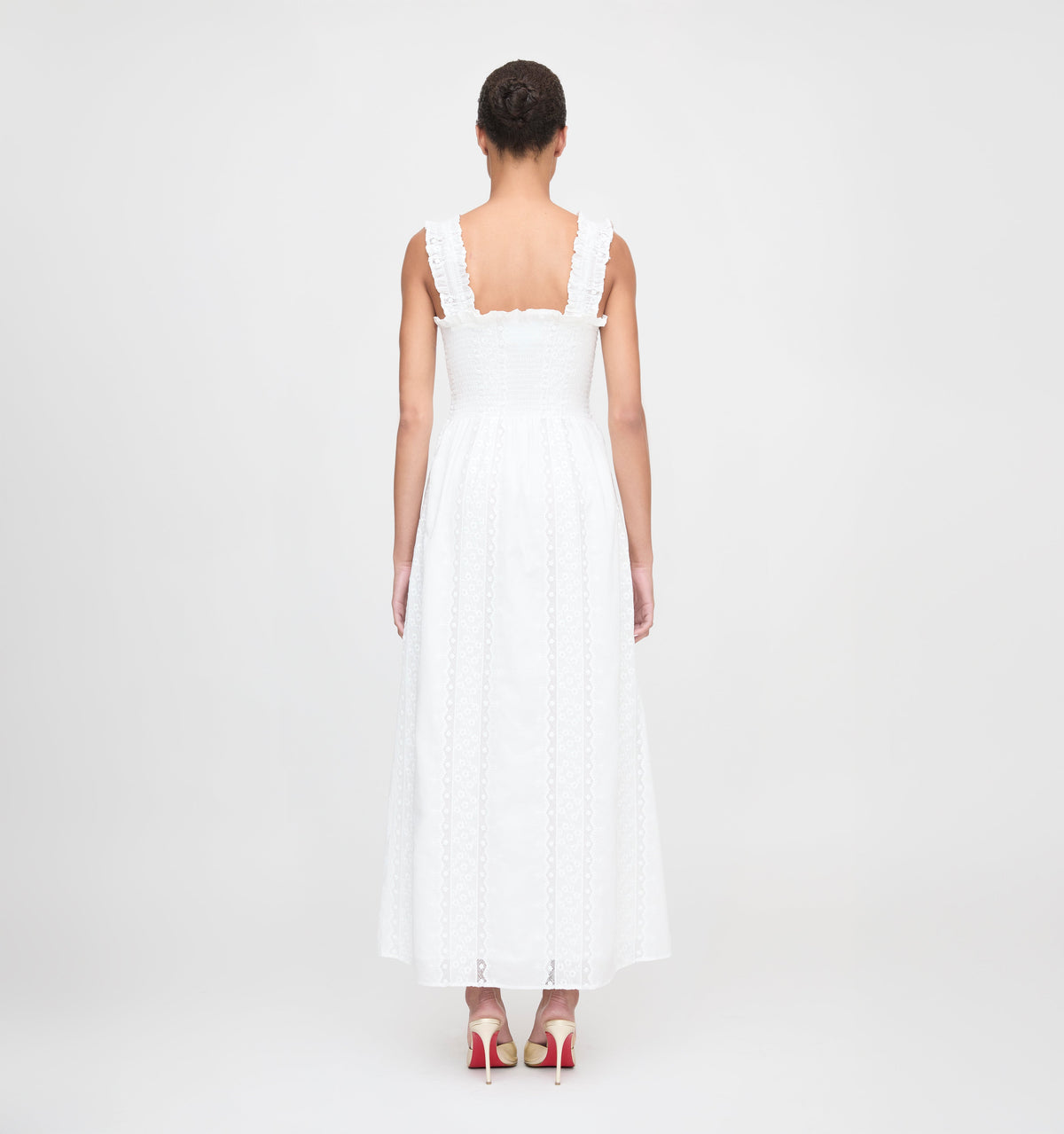 The Rosetta Nap Dress in White Broderie Voile