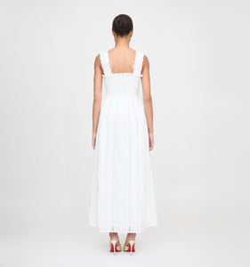 The Rosetta Nap Dress in White Broderie Voile