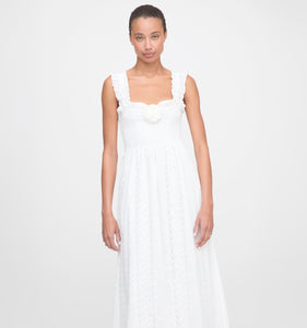 The Rosetta Nap Dress in White Broderie Voile