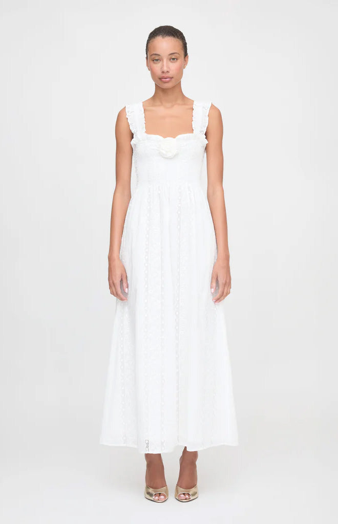 The Rosetta Nap Dress in White Broderie Voile