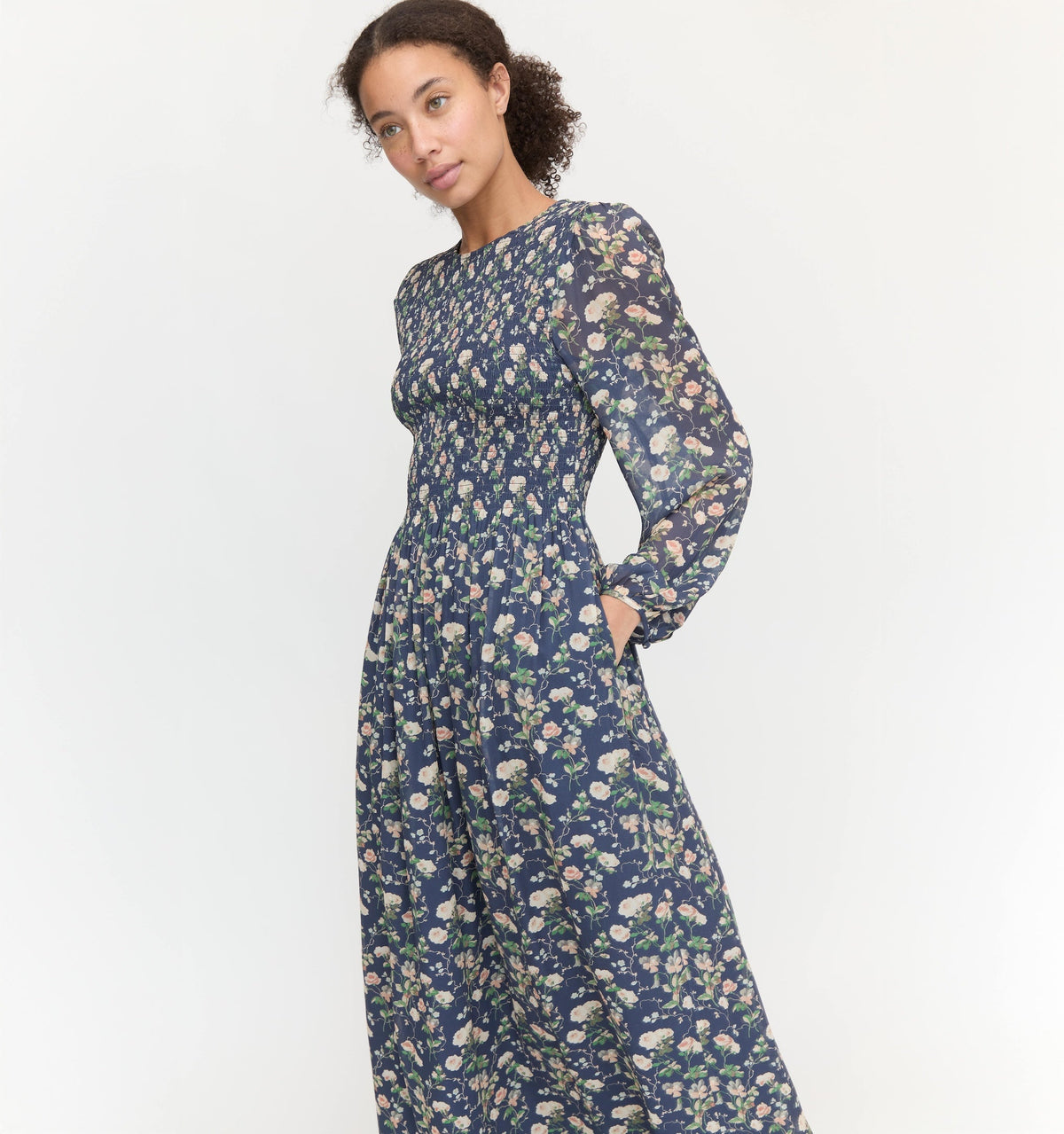 The Ruby Nap Dress in Navy Bluebonnet