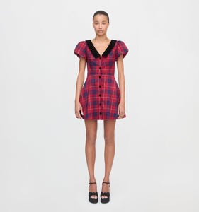 The Samantha Dress in Cherry Tartan