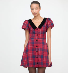 The Samantha Dress in Cherry Tartan