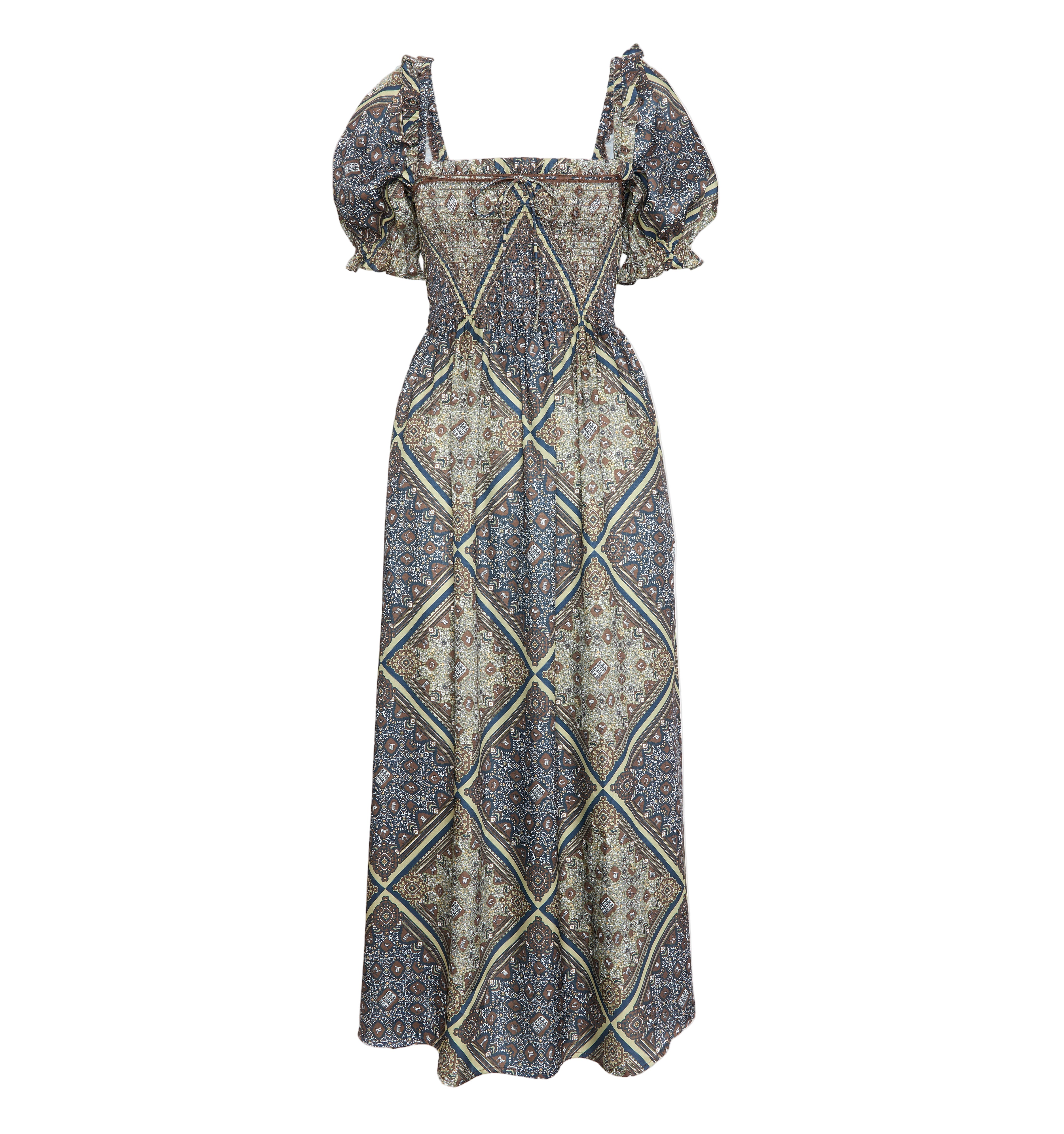 The Scarlett Nap Dress in Olive Equestrian Scarf