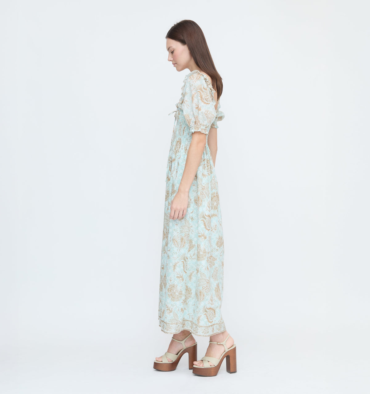 The Scarlett Nap Dress - Aqua Calico Trellis