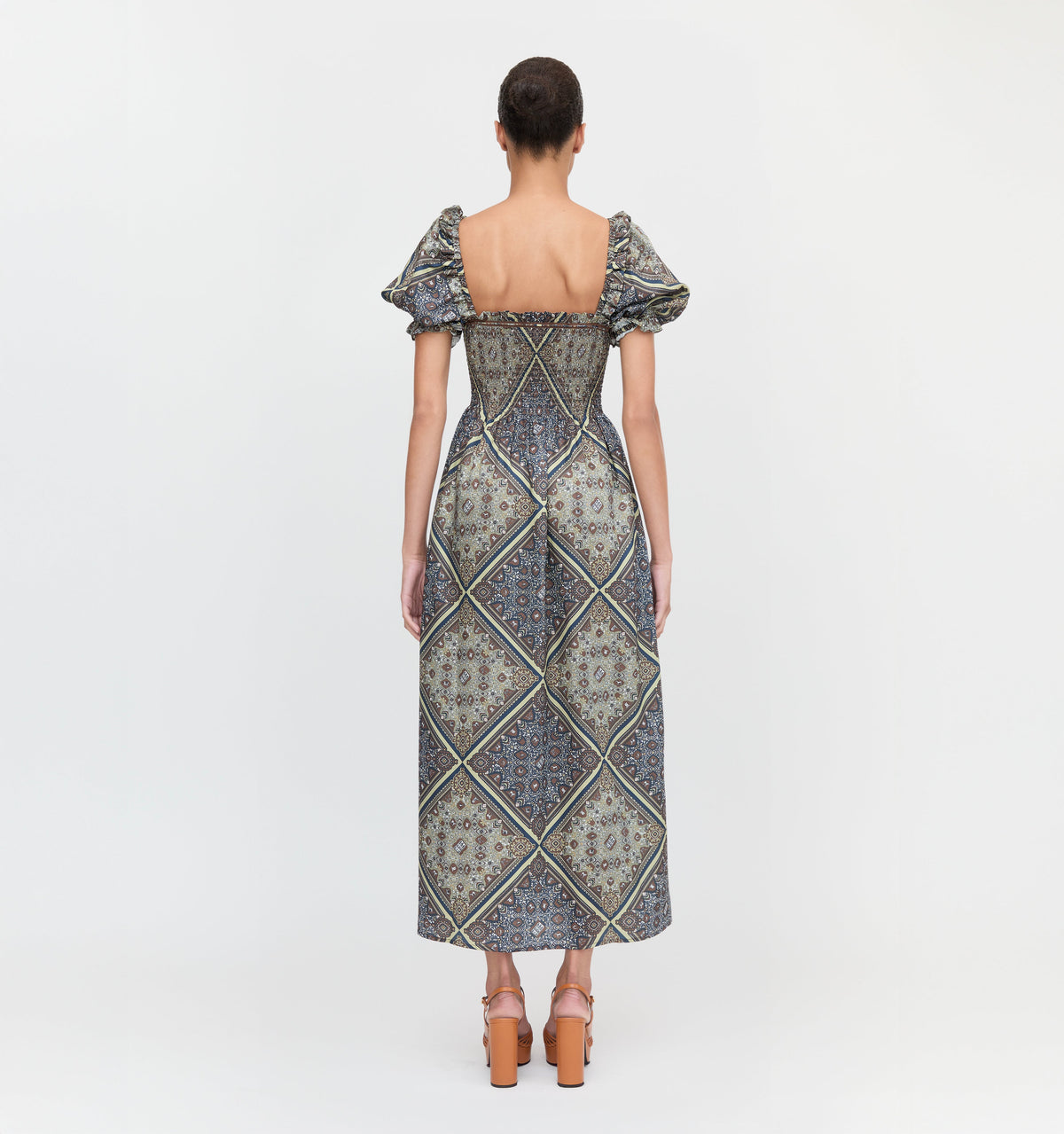 The Scarlett Nap Dress in Olive Equestrian Scarf