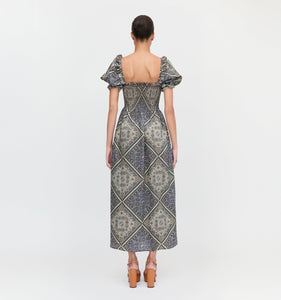 The Scarlett Nap Dress in Olive Equestrian Scarf