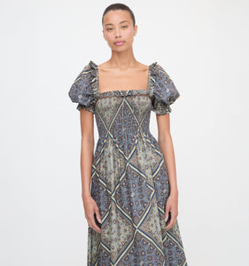 The Scarlett Nap Dress in Olive Equestrian Scarf