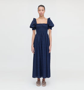 The Scarlett Nap Dress in Navy Sheer Plaid