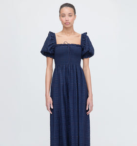 The Scarlett Nap Dress in Navy Sheer Plaid